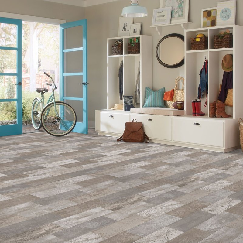 LVP flooring in a family home entrance