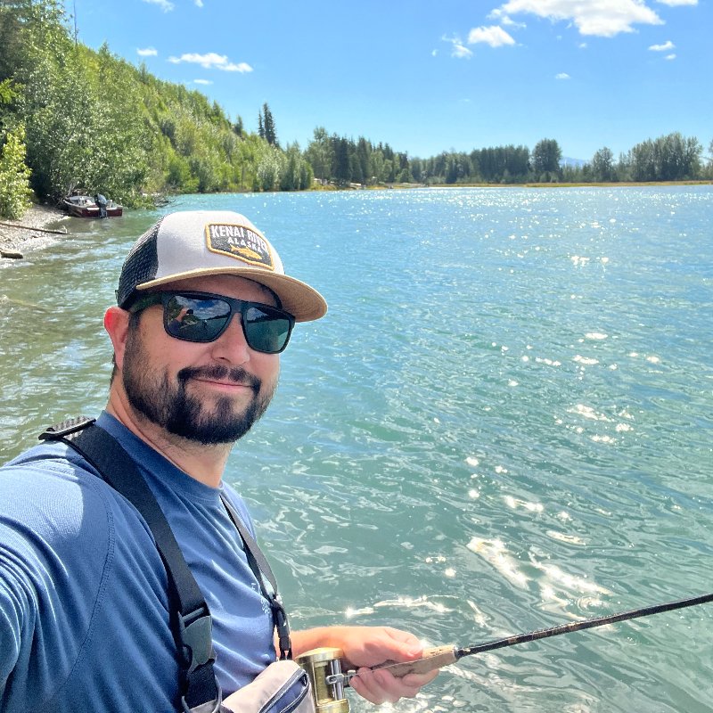 Brant fishing on a sunny day