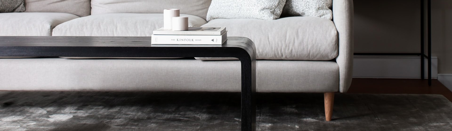 Modern living room with sofa and area rug