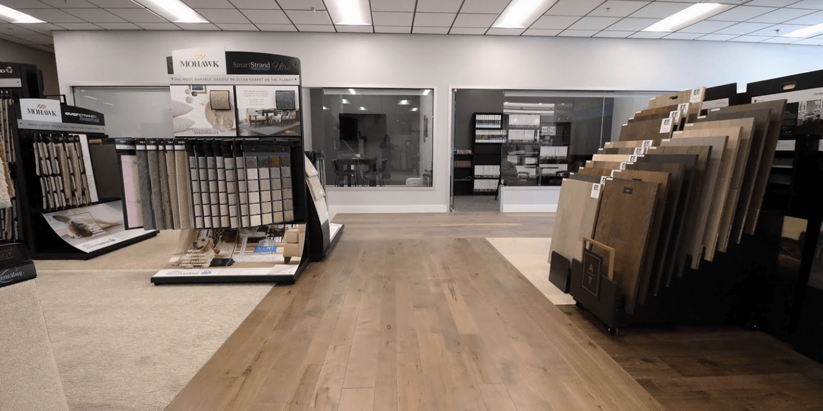 Flooring samples in a Washington UT showroom