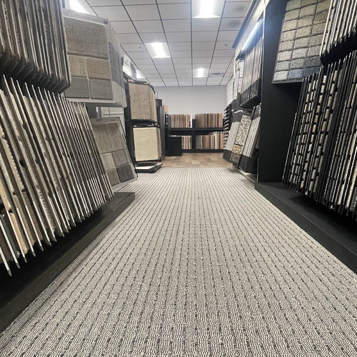 Luxury Carpet samples in a bright flooring showroom