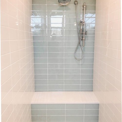 Minimalist shower design at 'Clear Glenn' from Pioneer Floor Coverings & Design
