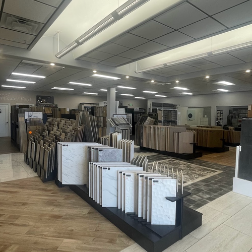 Marble tile samples in a popular St George flooring showroom