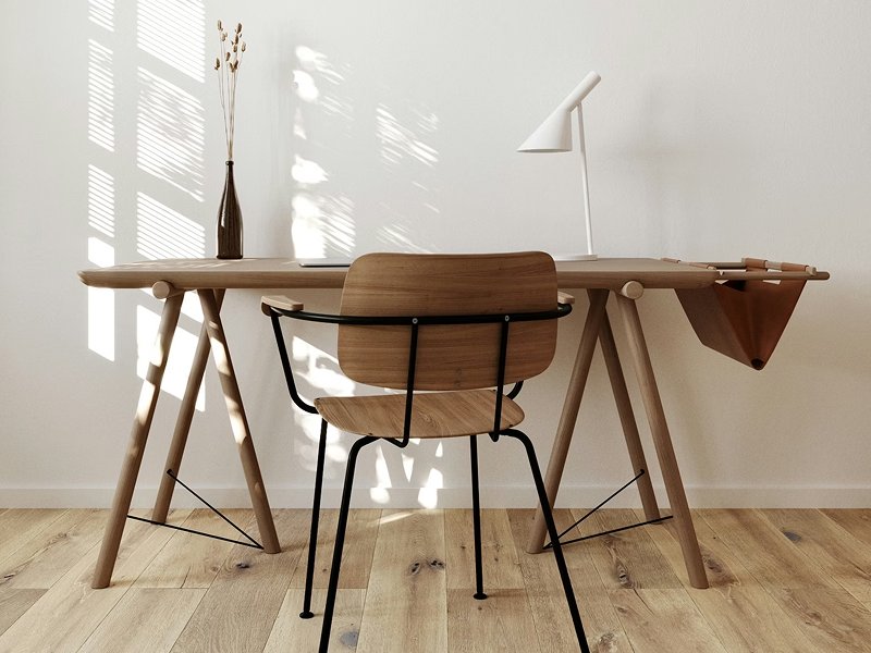 Bright living room with brown laminate flooring